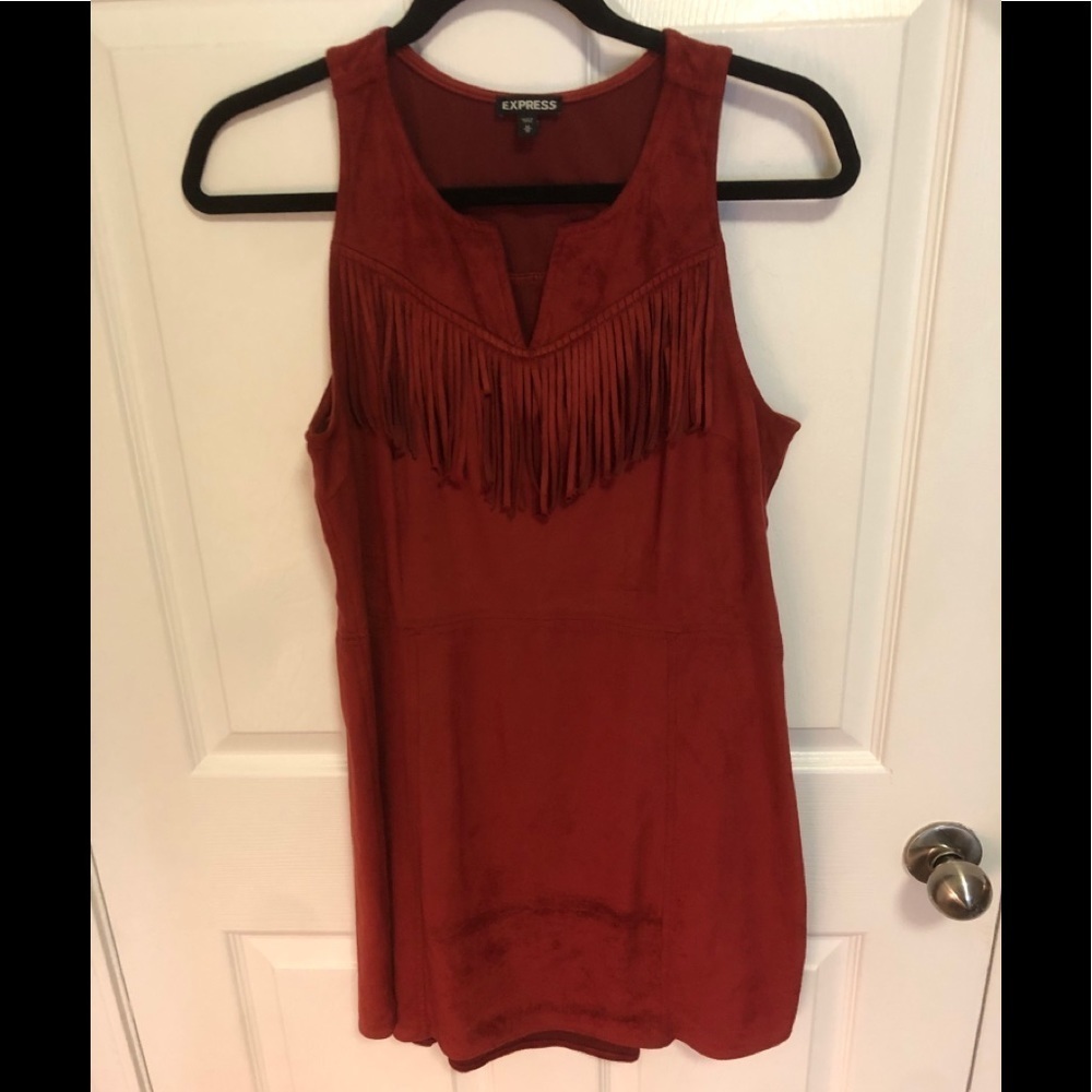 Awesome NWOT Express Fringe Suede like Dress Med